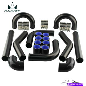 Turbo Charger ���j�o�[�T���^�[�{�u�[�X�g�C���^�[�N�[���[�p�C�v�L�b�g2.25 "57mm 8PCS�A���~�j�E���p�C�s���OBK UNIVERSAL TURBO BOOST INTERCOOLER PIPE KIT 2.25" 57MM 8PCS Aluminum Piping BK