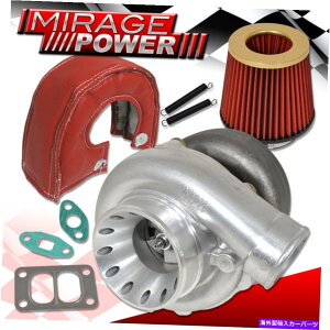 Turbo Charger T70 T3�I�C����p�^�[�{�`���[�W���[�^�[�r��HI�t���[�G�A�t�B���^�[�q�[�g�V�[���h���b�h�S�[���h T70 T3 Oil Cooled Turbocharger Turbine Hi Flow Air Filter Heat Shield Red Gold