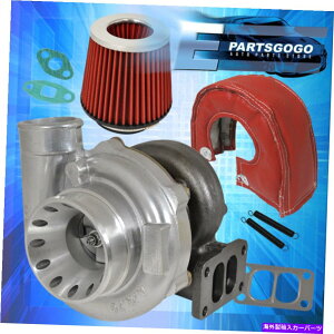 Turbo Charger T70ICp^[{[dT[WT3 +ʃtB^[ +q[gV[hbh T70 Oil Cooled Turbo Charger Surge T3 + High Flow Air Filter + Heat Shield Red