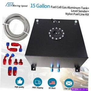 Fuel Gas Tank 15KubNA~jERdrK\^N+Lbv+xZ_[+iCRCLbg 15 Gallon Black Aluminum Fuel Cell Gas Tank+Cap+Level Sender+Nylon Fuel Line Kit