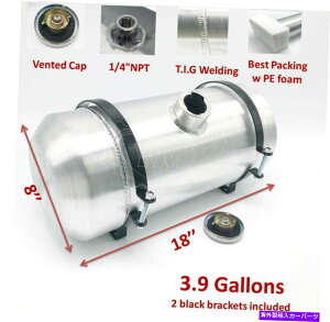 Fuel Gas Tank 3.9K8 X18XpA~jEK\^N /R^NZ^[[U1/4 NPTAEgbg 3.9 Gallon 8 x18 Spun Aluminum Gas Tank / Fuel Tank Center Fill 1/4 NPT Outlet