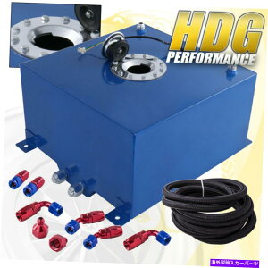 Fuel Gas Tank u[A~jERdrK\^N13K50bg +ґgICC Blue Aluminum Fuel Cell Gas Tank 13 Gallon 50 Liters + Braided Oil Feed Line