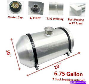 Fuel Gas Tank V6.75KZ^[tBEhA~jER^N /K\^N1/4 NPT 10 "X20" New 6.75 Gallon Center Fill Round Aluminum Fuel Tank / Gas Tank 1/4 NPT 10" x20"