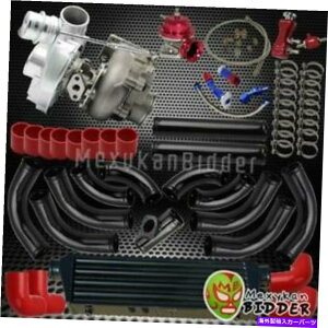 Turbo Charger ���j�o�[�T��T3/ T4 V�o���h�^�[�{�`���[�W���[�L�b�gw/�z��+�C���^�[�N�[���[+�J�v���[���b�h Universal T3/T4 V-Band Turbo Charger Kit w/ Pipings+Intercooler+Couplers Red�y���s�A���i�z