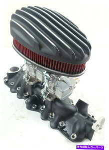 Intake Manifold 49-54�t�H�[�h�t���b�g�w�b�h�g�b�v�G���h�L�b�g�f���A���Y�������ێ�ʁA�Y�������A�G�A�N���[�i�[�u���b�N�L�b�g 49-54 Ford Flathead Top End Kit Dual Carb Intake, Carbs, Air Cleaner Black Kit�y