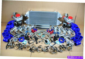 Turbo Charger DIY�c�C���^�[�{�`���[�W���[�L�b�g2.5 �f���A���C��/�A�E�g�C���^�[�N�[���[�N�����p�C�v�u���[�J�v���[ DIY TWIN TURBOCHARGER KIT 2.5 DUAL IN/OUT INTERCOOLER CHROME PIPE BLUE COUPLER�y���s�A���i