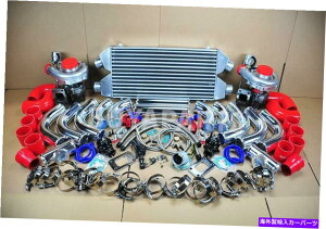 Turbo Charger DIY�c�C���^�[�{�`���[�W���[�L�b�g2.5 �f���A���C��/�A�E�g�C���^�[�N�[���[�N�����p�C�v���b�h�J�v���[ DIY TWIN TURBOCHARGER KIT 2.5 DUAL IN/OUT INTERCOOLER CHROME PIPE RED COUPLER�y���s�A���i�z