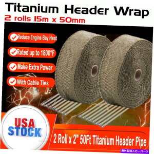 exhaust manifold 2���[��x 2 50�t�B�[�g�`�^���n��w�b�_�[�}�j�z�[���h�r�C�q�[�g���b�v�e�[�v�^�C�L�b�g 2 Roll x 2 50ft Titanium Lava Header Manifold Exhaust Heat Wrap Tape Ties Kit�y���s�A���i�z