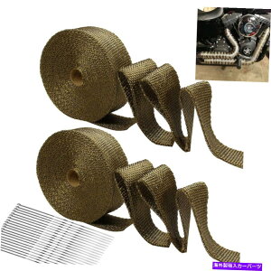 exhaust manifold 2���[���`�^���r�C���b�v�L�b�g�n��@��2 x 50�t�B�[�g�X�e�����X�l�N�^�C 2 Rolls Titanium Exhaust Wrap Kit Lava Fiber 2 x 50 ft With Stainless Ties�y���s�A���i�z