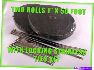 exhaust manifold ubNq[gV[hrCbve[v2[1/8 "x 1" x 50 ftssbN^C BLACK HEAT SHIELD EXHAUST WRAP TAPE 2 ROLLS 1/8" X 1" X 50 FT & SS LOCKING TIES
