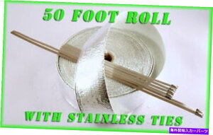 exhaust manifold ˋ^OXt@Co[MfMe[v2 "x50tB[gw/ ss^CLbg REFLECTIVE METALLIC FIBERGLASS HEAT INSULATION TAPE 2" X50 FEET W/ SS TIES KIT