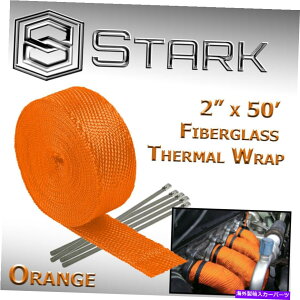 exhaust manifold i2pbNj2 "x50ftrCt@Co[OXt@Co[q[gbve[vw/ 5X`[^C - IWinj (2-Pack) 2"x50ft Exhaust Fiberglass Heat Wrap Tape w/ 5 Steel Ties - Orange (N)