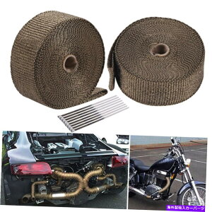 exhaust manifold 2���[���`�^���r�C���b�v�L�b�g�n��@��2 x 50�t�B�[�g�X�e�����X�l�N�^�C 2 Rolls Titanium Exhaust Wrap Kit Lava Fiber 2 x 50 ft With Stainless Ties�y���s�A���i�z