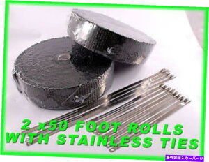 exhaust manifold ubNGL][XgbvV6 V8Lbg2[1/8 "x2" x 50 ftXeXbNlN^C BLACK EXHAUST WRAP V6 V8 KIT 2 ROLLS 1/8"X2"X 50 FT & STAINLESS LOCKING TIES