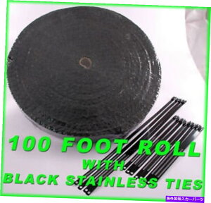 exhaust manifold rCbvwb_[pCve[vLbg1/8 "x 2" x 100 ftubNbNlN^C BLACK THICK EXHAUST WRAP HEADER PIPE TAPE KIT 1/8" X 2" X 100 FT BLACK LOCK TIES