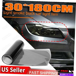 Headlight Covers �O���X�_�[�N�u���b�N�r�j�[���t�B�����e�B���g�w�b�h���C�g�e�[�����C�g�t�H�O���b�v�J�o�[30*180cm Gloss Dark Black Vinyl Film Tint Headlight Taillight Fog Wrap Cover 30*180CM�y���s�A���i�z