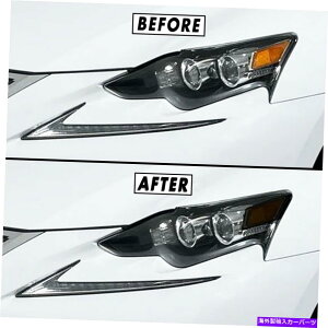 Headlight Covers 2014-2016̃NTX̓wbhCgTCh}[J[X[NvXrj[eBgI[o[Cł FOR 2014-2016 Lexus IS Headlight Side Marker SMOKE Precut Vinyl Tint Overlays