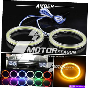 Headlight Covers 2x110mm�A���o�[�R�uLED�G���W�F���A�C�Y�G���W�F���w�������O�w�b�h���C�gDRL�o���u�����v +�J�o�[ 2X 110mm Amber COB LED Angel Eyes Halo Ring Headlight DRL Bulb Lamps + Cover�y���s�A���i�z