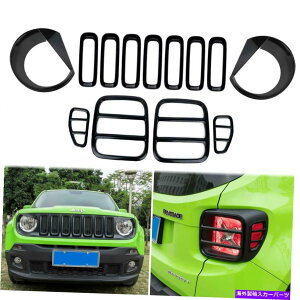 Headlight Covers �e�[�����C�g�J�o�[�ƃt�����g���b�V���O�������w�b�h���C�g�g�����W�[�v���l�Q�[�h2015-2018 Tail Light Cover & Front Mesh Grill & Headlight Trim For Jeep Renegade 2015-2018�y���s�A���i�z