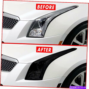 Headlight Covers 13-19̃LfbNATSwbhCgTCh}[J[X[NvJbgrj[eBgI[o[C FOR 13-19 Cadillac ATS Headlight & Side Marker SMOKE Precut Vinyl Tint Overlays