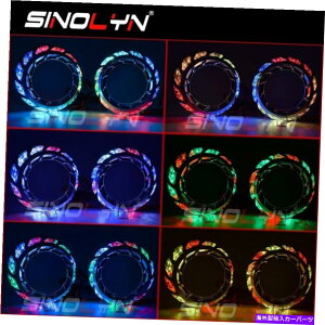 Headlight Covers LED Angel Eyes RGB Revolving Turbine Shrouds Bluetooth�R���g���[���V�[�P���V�����x�[�� LED Angel Eyes RGB Revolving Turbine Shrouds Bluetooth Control Sequential Bezels�y���s�A���i�z