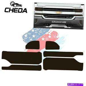 Headlight Covers 2016-2018�ɓK�����w�b�h���C�g�e�B���g�t�B�����I�[�o�[���C�V�{���[�V���o���[�h1500�u���b�N Headlight Tint Film Overlays Precut Fit For 2016-2018 Chevy Silverado 1500-Black�y���s�A���i�z