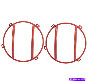 Headlight Covers X AutohauxwbhCgO - K[h - W[vO[JKbh̃Jo[Eh X AUTOHAUX Headlight Grill - Guard - Cover Round for Jeep Wrangler JK Red