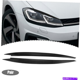 Headlight Covers VWゴルフカーボンファイバーパターンブラック用の1ペアABSヘッドライトのまぶたステッカー 1 Pair ABS Headlight Eyelid Stickers for VW Golf Carbon Fiber Pattern Black