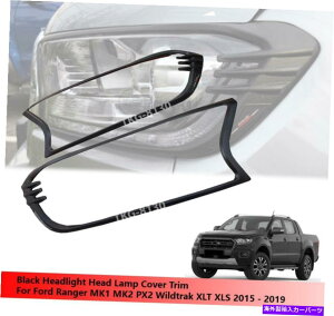 Headlight Covers tH[hW[T6 2016 2017 2018 2019̃ubNwbhCgwbhvJo[g Black Headlight Head Lamp Cover Trim For Ford Ranger T6 2016 2017 2018 2019