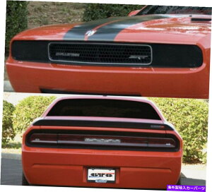 Headlight Covers フィット08-14チャレンジャーGTSスモークアクリルヘッドライトテールライトセンターカバー5PC Fits 08-14 Challenger GTS Smoke Acrylic Headlight Taillight Center Covers 5pc