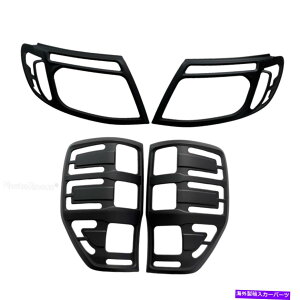 Headlight Covers }bgubNwbhCge[CgvJo[tH[hW[PX T6 12-14̃g MATTEBLACK HEADLIGHT TAILLIGHT LAMP COVER TRIM For FORD RANGER PX T6 12-14