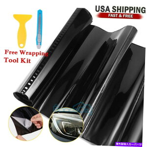 Headlight Covers 12 "x72"OX_[NubNX[NwbhCge[CgtHOCgeBgtBrj[ 12"x72" Gloss Dark Black Smoke Headlight Taillight Fog Light Tint Film Vinyl