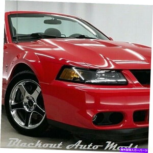Headlight Covers 1999-04�t�H�[�h�}�X�^���O�u���b�N�A�E�g�w�b�h���C�g�v���X�`���g�J�o�[�X���[�N�r�j�[���I�[�o�[���C 1999-04 Ford Mustang Blackout Head Light Precut Tint Cover Smoked Vinyl Overlay
