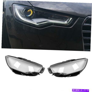 Headlight Covers AEfBA6 2012-2015Ԃ̃tg +EwbhCgwbhvYJo[Lbg For Audi A6 2012-2015 Car Front Left + Right Headlight Headlamp Lens Cover Kit