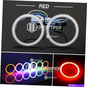 Headlight Covers 2PCS 70mm�ԕ䎲�G���W�F���A�C�n���[�����O�d���w�b�h���C�gDRL�����v +�J�o�[ 2PCS 70mm Red COB Angel Eyes Halo Ring Bulb Headlights DRL Lamps + Cover�y���s�A���i�z