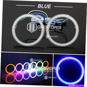 Headlight Covers 2PCS 70mm�u���[�R�u�G���W�F���A�C�n���[�����O�o���u�w�b�h���C�gDRL�����v +�J�o�[ 2PCS 70mm Blue COB Angel Eyes Halo Ring Bulb Headlights DRL Lamps + Cover�y���s�A���i�z