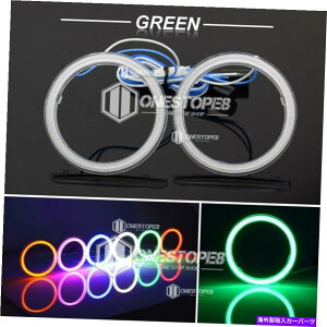 Headlight Covers 2PCS 100mm�O���[���R�u�G���W�F���A�C�Y�n���[�����O�o���u�w�b�h���C�gDRL�����v +�J�o�[ 2PCS 100mm Green COB Angel Eyes Halo Ring Bulb Headlights DRL Lamps + Cover
