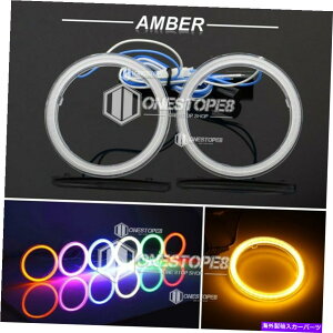 Headlight Covers 2PCS 70mm�A���o�[/�C�G���[�R�u�G���W�F���A�C�Y�n���[�����O�o���u�w�b�h���C�gDRL�����v +�J�o�[ 2PCS 70mm Amber/Yellow COB Angel Eyes Halo Ring Bulb Headlights DRL Lamps +Cover�y���s�A���i�z