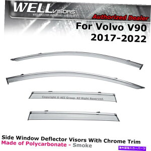 oOV[h Wellvisors Rain Guards 2017-2022 VOLVO V90 CHROMETRIM VISORSDEFLECTORS Wellvisors Rain Guards Deflectors For 2017-2022 Volvo V90 ChromeTrim Visors