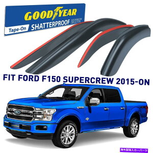 oOV[h CK[h̊CoCU[VF[h15-22tH[hF-150X[p[N[Vb^[v[t Rain Guards Vent Visors Shade for 15-22 Ford F-150 SuperCrew SHATTERPROOF