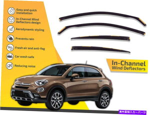 バグシールド チャンネルでの風力発電機では、フィアット500x 2016-up 4pcのレインガード In channel wind deflectors rain guards for Fiat 500X 2016-up 4pc