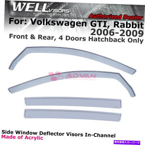 �o�O�V�[���h �t�H���N�X���[�Q��GTI���r�b�g�n�b�`�̃E�F���o�C�U�[06-2009�E�B���h�E�o�C�U�[�C���`���l��4PCS WELLvisors For Volkswagen GTI Rabbit Hatch 06-2009 Window Visors In-Channel 4Pcs�y���s�A���i�z