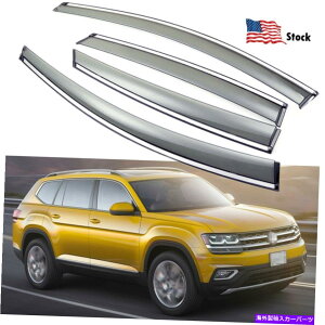 �o�O�V�[���h 4x�E�B���h�E�o�C�U�[�x���g�V�F�[�h���̓f�t���N�^�[Sun Rain Guard for VW Atlas 2018-2022 4x Window Visor Vent Shade Wind Deflector Sun Rain Guard for VW Atlas 2018-2022�y���s�A���i�z