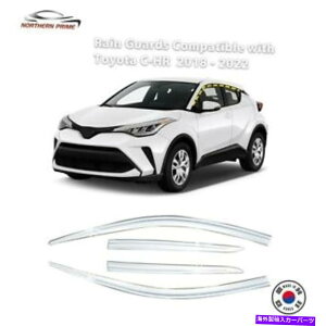 oOV[h g^C-HR 2018-2022i4PCSjNdグe[vIX^C̃CK[h Rain Guards for Toyota C-HR 2018-2022 (4PCs) Chrome Finish Tape-On Style