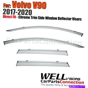 oOV[h 2017-2022Wellvisors Volvo V90EBhEoCU[NgCK[h WELLvisors For 2017-2022 Volvo V90 Window Visors Chrome Trim Rain Guards