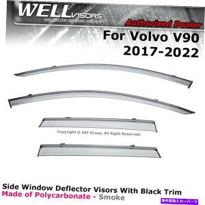 oOV[h Volvo V90 2017-2022ftN^[CK[hubNgWellvisorsEBhEoCU[ WellVisors Window Visors for Volvo V90 2017-2022 Deflector Rain Guard Black Trim