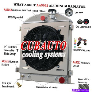 Radiator 1932�N��4��A���~�j�E�����W�G�[�^�[�t�@���V�����E�h3 �`���b�v���ꂽ�O�����V�F���V�{���[v8 4 Row Aluminum Radiator Fan Shroud For 1932 Ford 3 Chopped Grill Shell Chevy V8�y���s�A���i�z