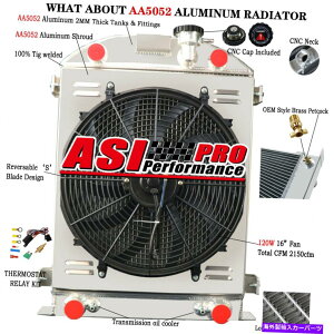 Radiator 1930-384񃉃WG[^[VEht@37tH[hftbgwbhXgbNnCggbN 4 Rows Radiator Shroud Fan for 1930-38 37 Ford Model Flathead Stock Height Truck