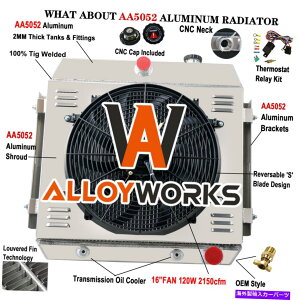Radiator 1955N4̃WG[^[VEht@[ 4 Row Radiator Shroud Fan Relay For 1955 56 57 Chevy Bel Air Nomad AT MT 1956