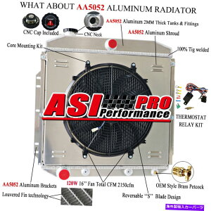 Radiator 4��A���~�j�E�����W�G�[�^�[�V�����E�h�t�@�������[�t�B�b�g�t�H�[�h1953-1956 F-100 F-250 F-350 V8 4-Row Aluminum Radiator Shroud Fan Relay Fit Ford 1953-1956 F-100 F-250 F-350 V8�y���s�A���i�z